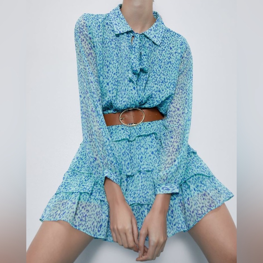 Zara Blue Long Sleeve Dress